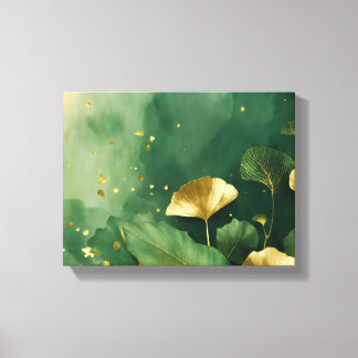 Ginkgo laat goudgroen achter canvas afdruk