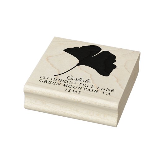 Ginkgo Leaf Aangepast Vierkant Retouradres Rubberstempel (Stempel)
