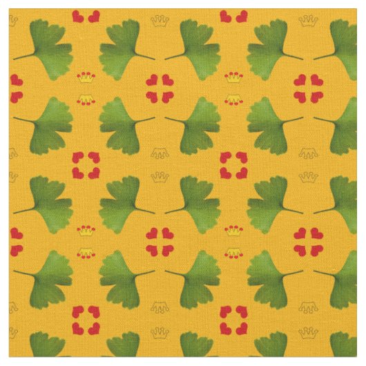 Ginkgo Leaf & coeurs, mode de tissu de couronne or (Fermer)