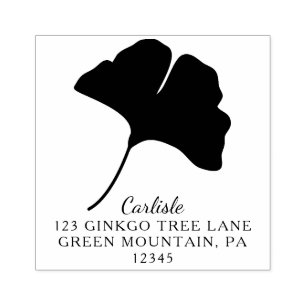 Ginkgo Leaf Custom Square Return-adres Rubberstempel