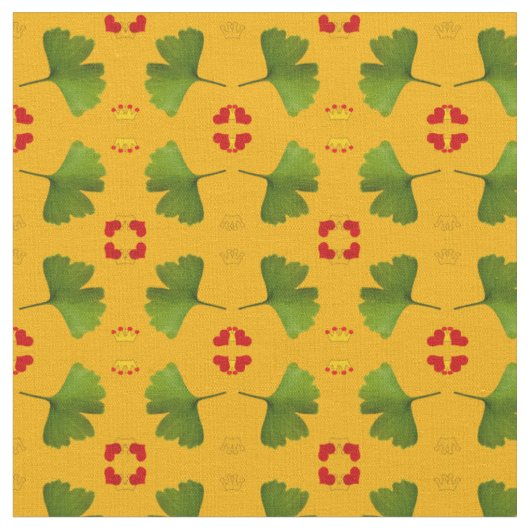 Ginkgo Leaf & Harts, gouden kroonstof mode YL Stof (Close Up)
