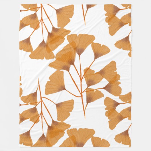 Ginkgo Leaf Naadloos Herfstpatroon Fleece Deken (Voorkant)