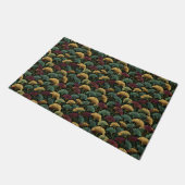 Ginkgo Leaf Pattern Teal Burgundy Deurmat (Schuin)