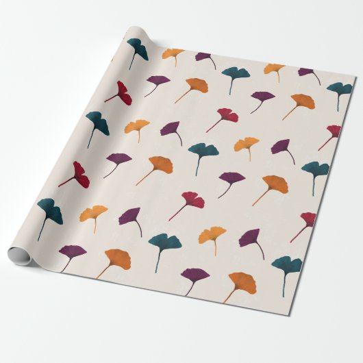 Ginkgo Leaf Pattern Waterverf Herfst Herfstkleuren Cadeaupapier (Uitgerold)