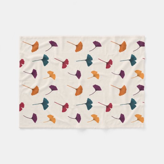 Ginkgo Leaf Pattern Waterverf Herfst Herfstkleuren Fleece Deken (Voorkant (Horizontaal))