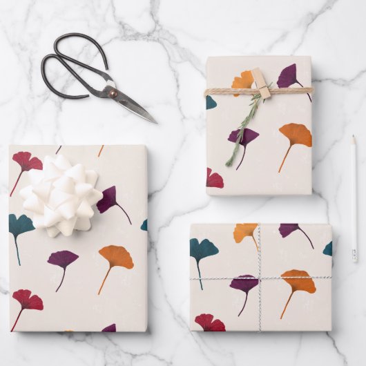 Ginkgo Leaf Pattern Waterverf Herfst Herfstkleuren Inpakpapier Vel (Voorkant)