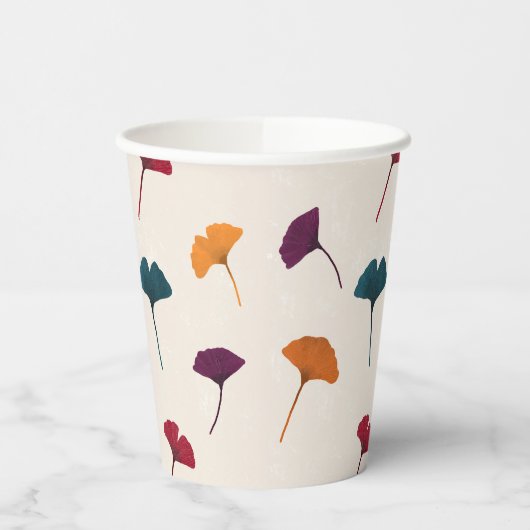 Ginkgo Leaf Pattern Waterverf Herfst Herfstkleuren Papieren Bekers (Links)