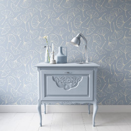 Ginkgo Leaves Japandi Modern Botanical Pale Blue Behang