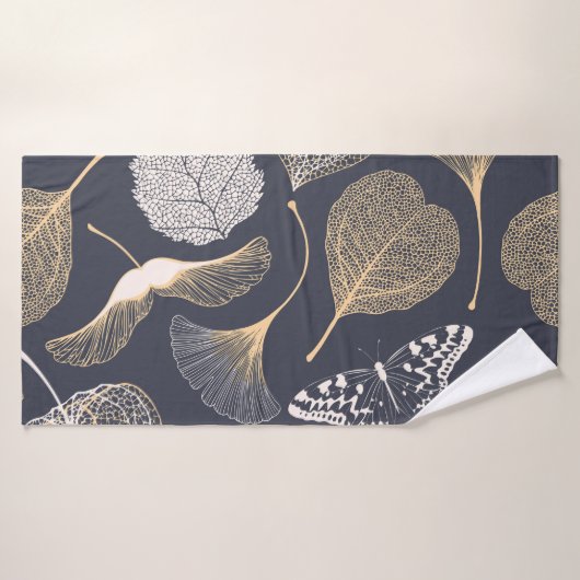 Ginkgo Leaves: Naadloze bloemige elegantie. Badhanddoek (Badhanddoek)