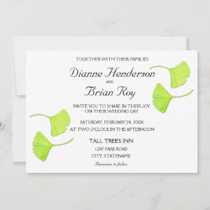 Ginkgo Leaves Wedding Invitation Kaart