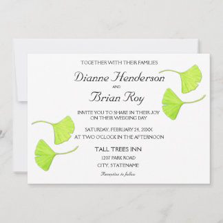 Ginkgo Leaves Wedding Invitation Kaart
