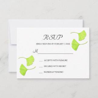 Ginkgo Leaves Wedding RSVP Briefkaart