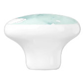 Ginkgo op Dusty Blauwgroen - Wit Keramische Knop (Zijkant)