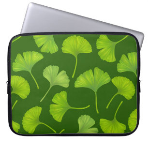 Ginkgo patroon op donkergroen laptop sleeve