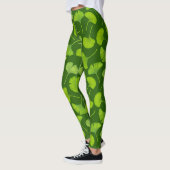 Ginkgo patroon op donkergroen leggings (Links)