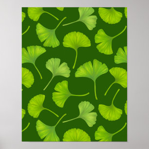 Ginkgo patroon op donkergroen poster