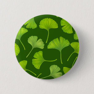 Ginkgo patroon op donkergroen ronde button 5,7 cm