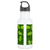 Ginkgo patroon op donkergroen waterfles  (Achterkant)