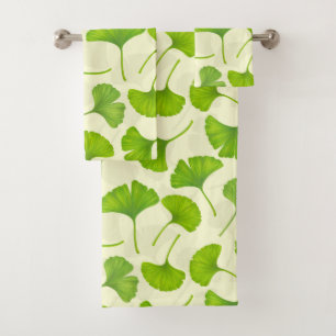 Ginkgo patroon op wit bad handdoek