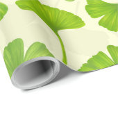 Ginkgo patroon op wit cadeaupapier (Rol Hoek)
