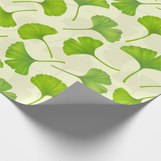 Ginkgo patroon op wit cadeaupapier (Hoek)