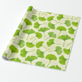 Ginkgo patroon op wit cadeaupapier (Uitgerold)