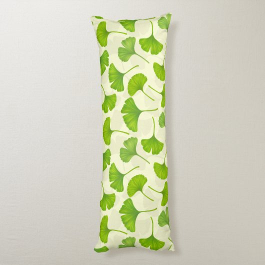 Ginkgo patroon op wit lichaamskussen (Achterkant (Verticaal))