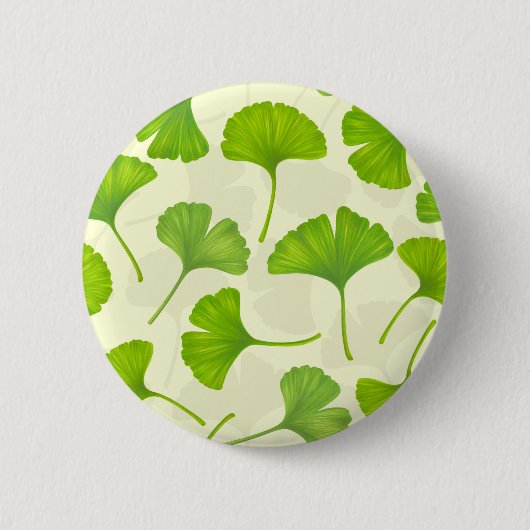 Ginkgo patroon op wit ronde button 5,7 cm (Voorkant)