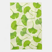 Ginkgo patroon op wit theedoek (Verticaal)