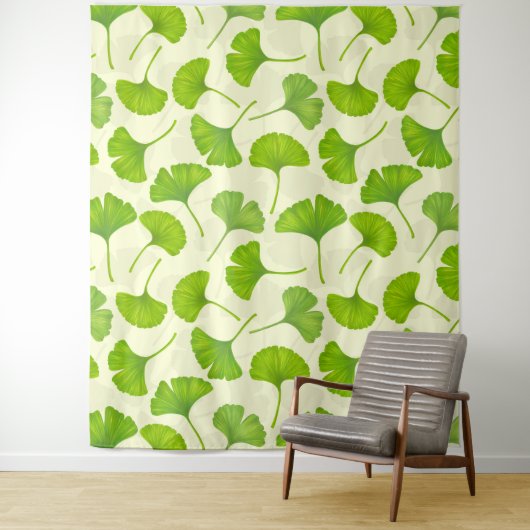 Ginkgo patroon op wit wandkleed (In situ)