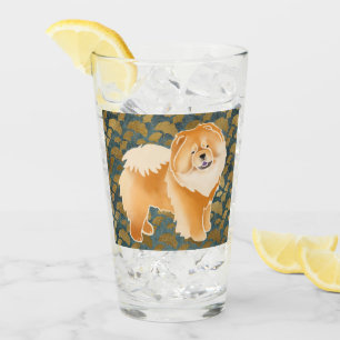 GINKGO Red Chow 16 oz design en verre avant et arr