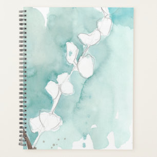 Ginkgo sur Dusty Turquoise - Blanc