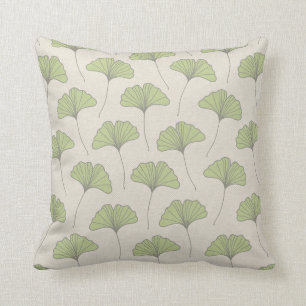 Ginkgo Tree Leaf Pattern Green op Canvas look Kussen