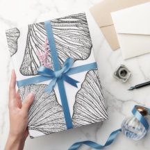 Ginkgo verlaat Verpakkingspapier. Zwart-Wit