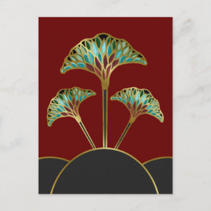 Ginkgo verliest Art Deco Briefkaart