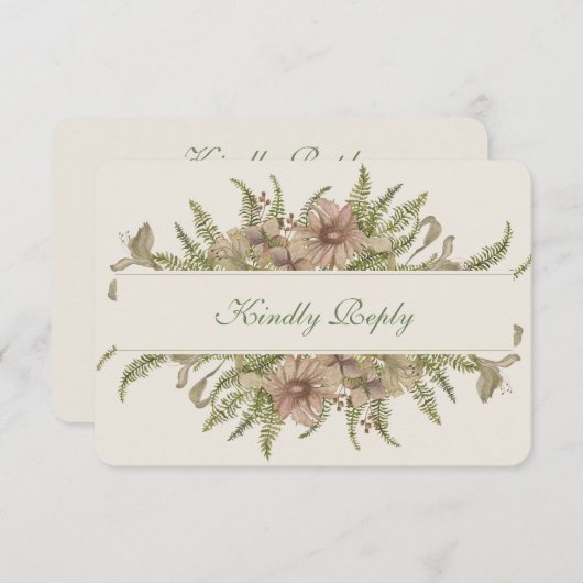 Ginkgo Waterverf Bloemenbruiloft RSVP (Voorkant / Achterkant)