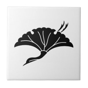 Ginkgoblad in de vorm van een kraanvogel tegeltje