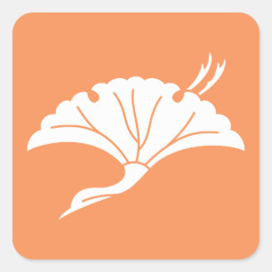 Ginkgoblad in de vorm van een kraanvogel vierkante sticker