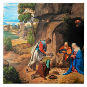 Giorgione - De aanbidding door de herders Tegeltje