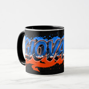 Giovanni Prénom Graffiti blue Tasse orange