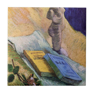 Gipsen beeldje Roos en romans Vincent van Gogh Tegeltje