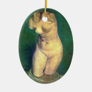 Gipsen beeldje van een vrouwenlichaam door Vincent Keramisch Ornament