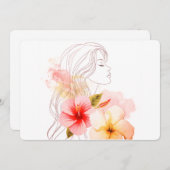 Gir close her eyes whithe red flower kaart (Voorkant / Achterkant)