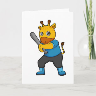 Giraf bij honkbal met honkbalknuppel kaart