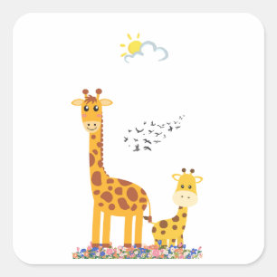 giraf in natuur vierkante sticker