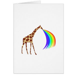 Girafe aboyant un arc-en-ciel