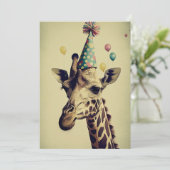 Girafe avec carte de voeux plat Casquette de fête (Debout devant)