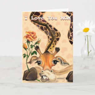 Girafe avec la carte de la fête des mères Rose amu