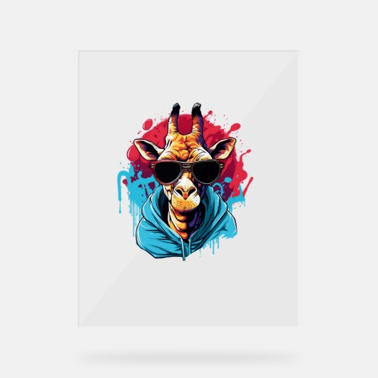 Girafe Avec Lunettes De Soleil Couleurs Lumineuses (Recto)