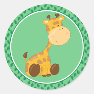 Girafe   Bébé Safari Animaux Sticker rond